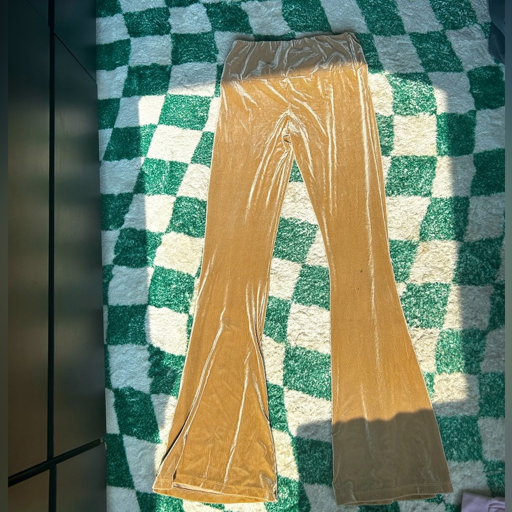 Gold Corduroy Flair Leggings